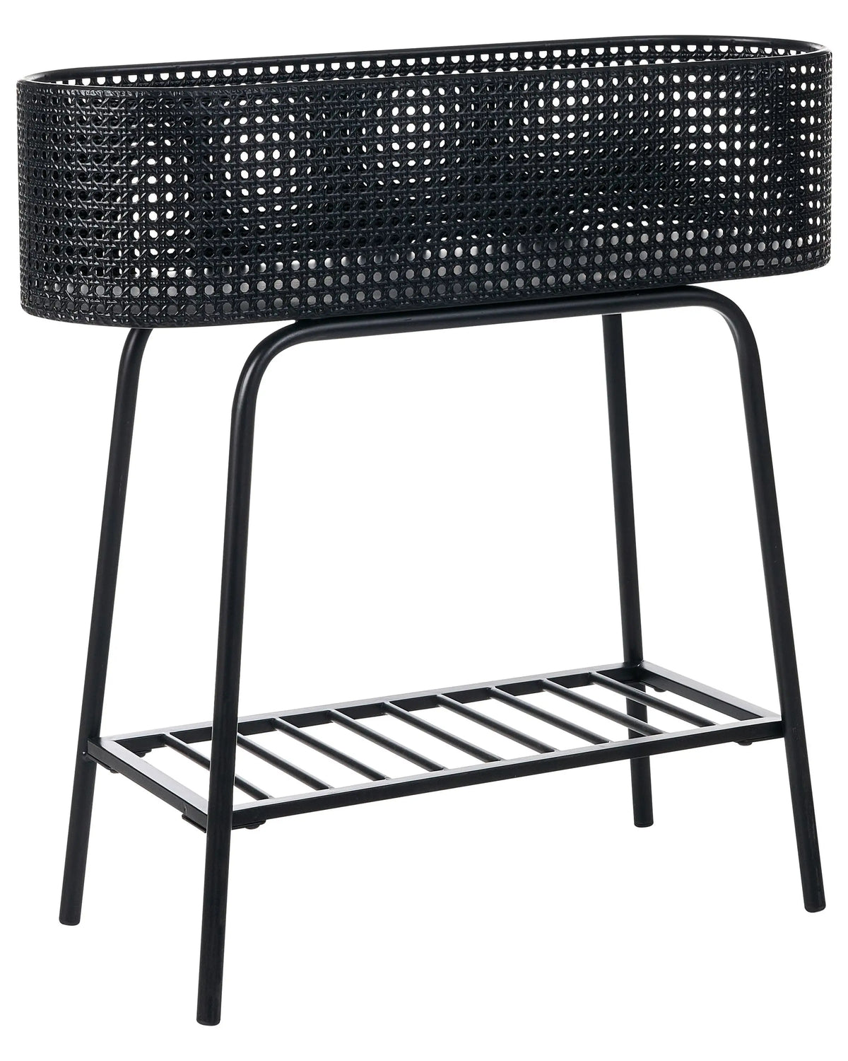 Raised Planter Box Black Elevated Plant Pot Metal with Shelf Indoor Outdoor Garden Bed Beliani