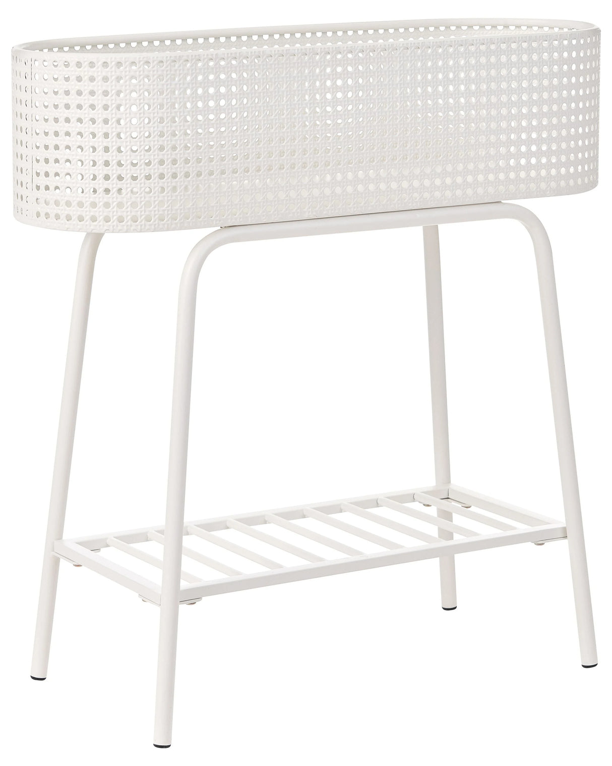 Raised Planter Box White Elevated Plant Pot Metal with Shelf Indoor Outdoor Garden Bed Beliani
