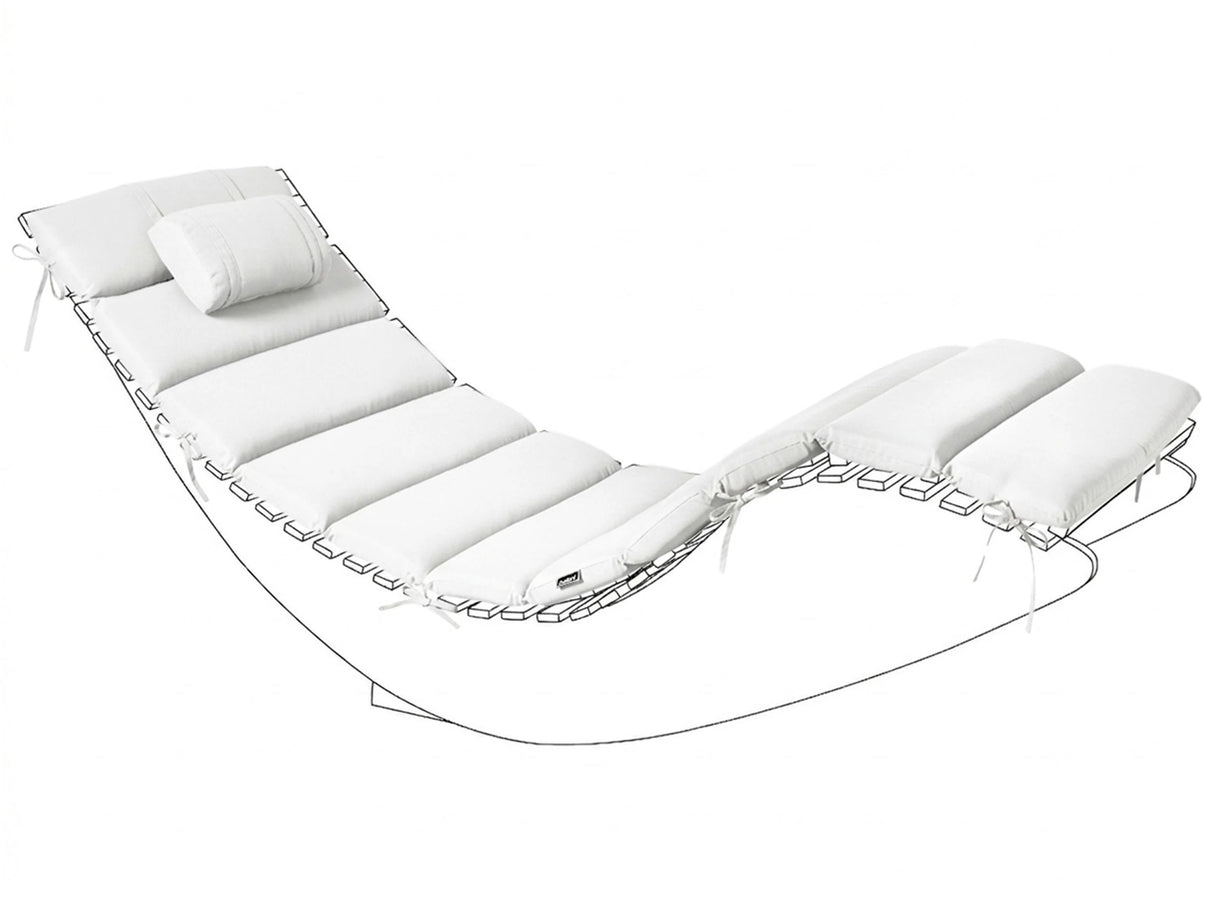 Sun Lounger Pad Cushion Off-White Polyester UV Resistant with Ties and Headrest Thick Cushion Beliani