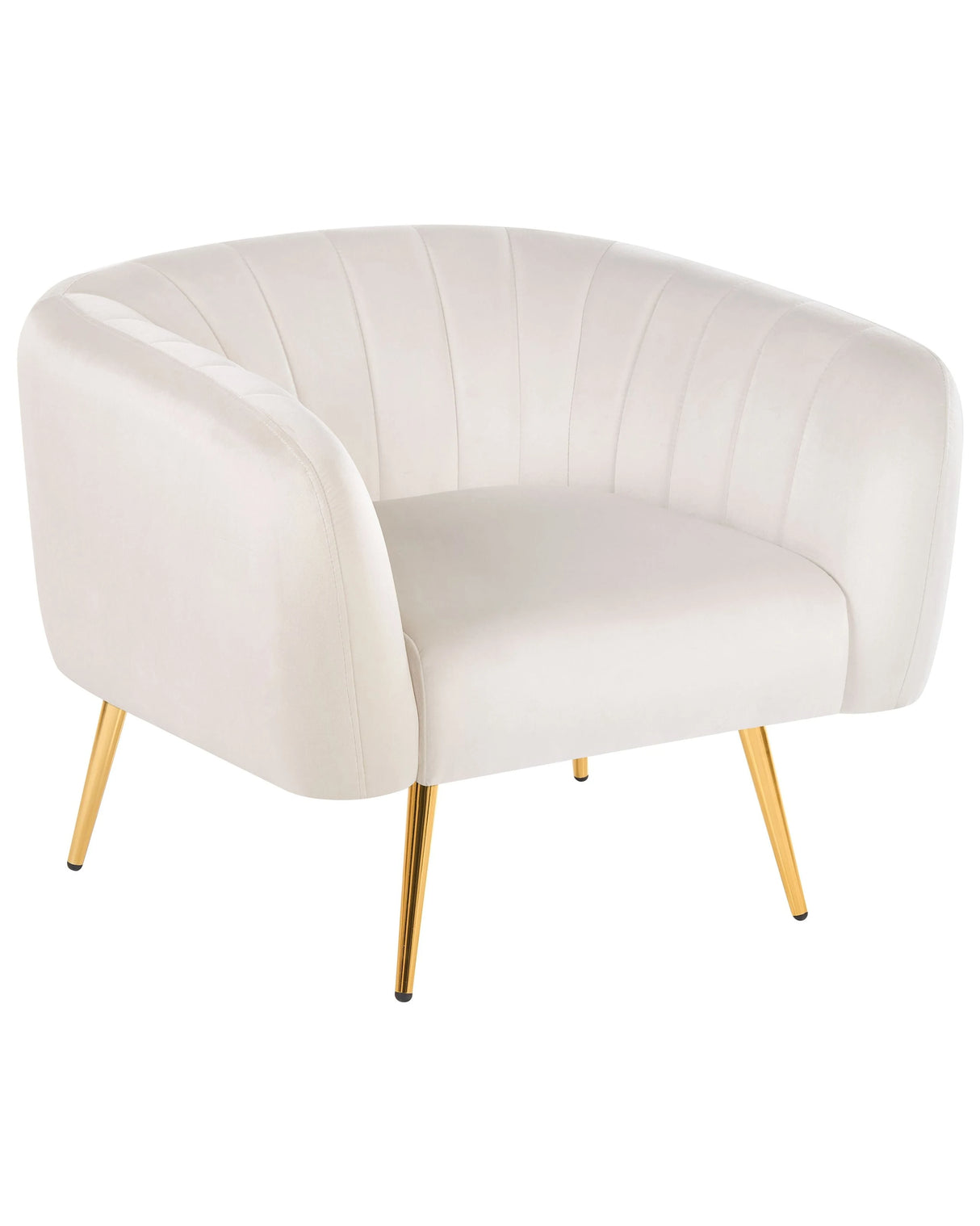 Armchair Off-White Velvet Golden Metal Frame Round Back Glam Style Beliani