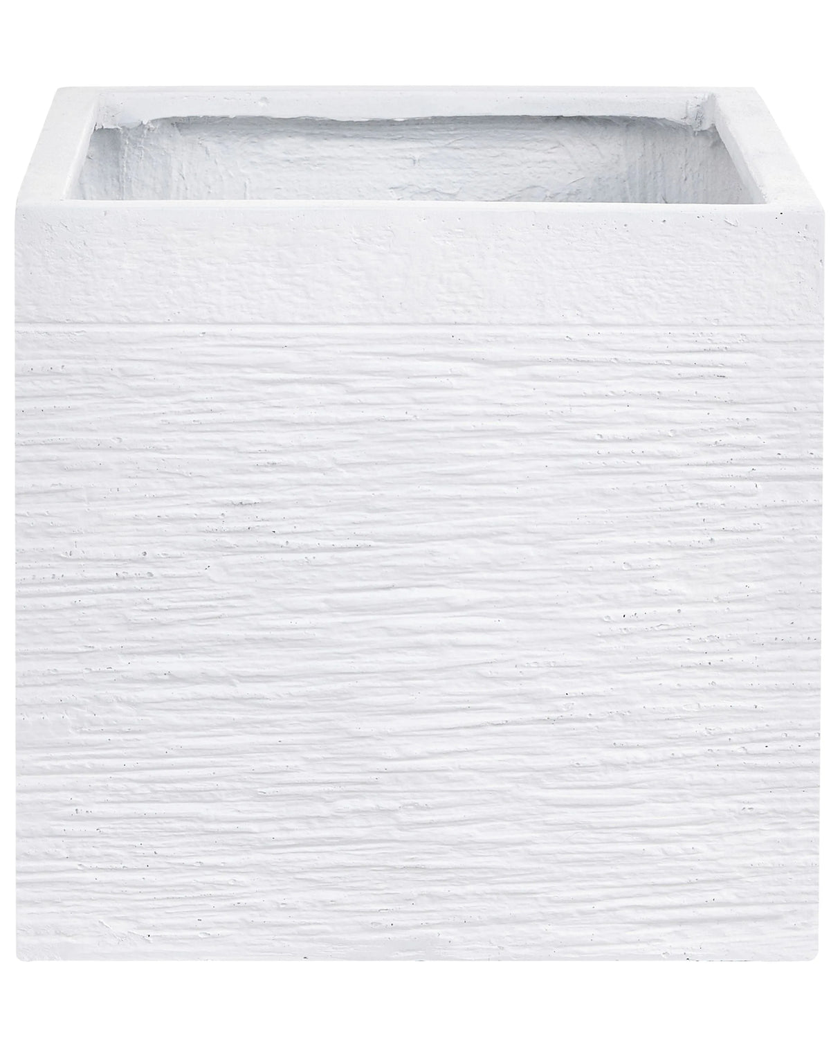 Plant Pot Planter Solid White Fibre Clay Square 30 x 28 cm UV Resistance Beliani