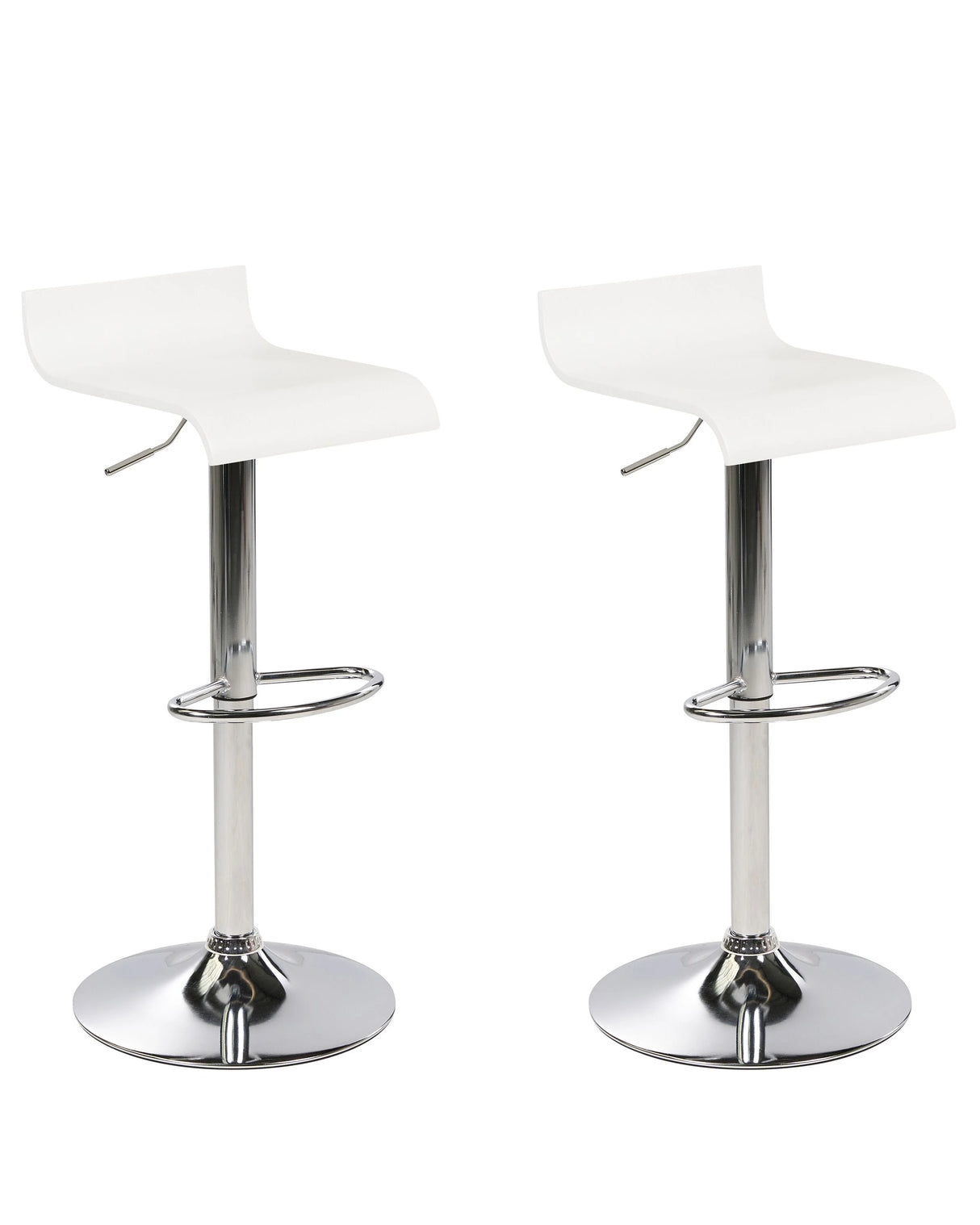 Set of 2 Bar Stools White with Footstool Swivel Gas Lift Adjustable Height Modern Beliani