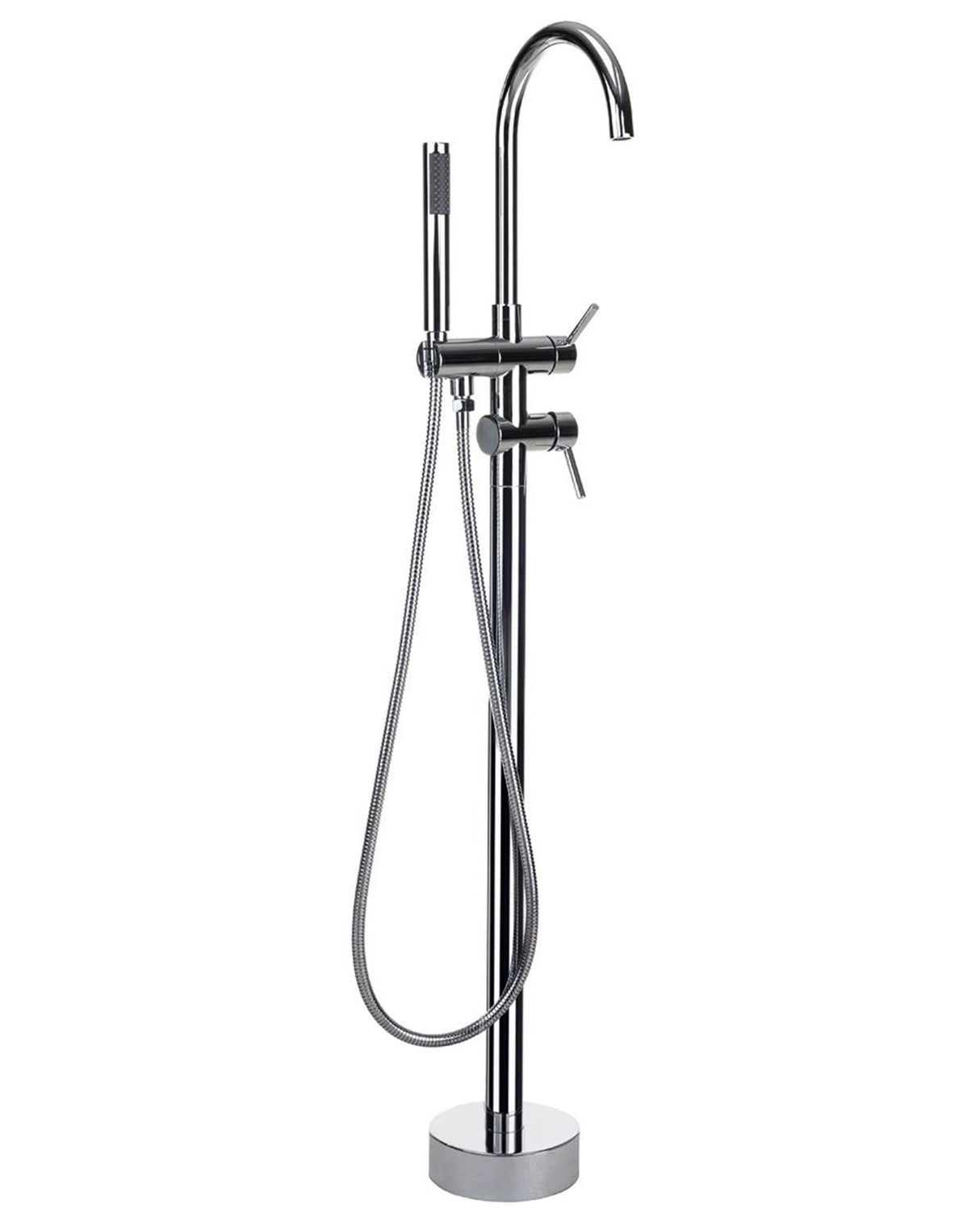 Bath Mixer Tap Silver Brass Freestanding Bathtub Faucet with Hand Shower Modern Design Beliani