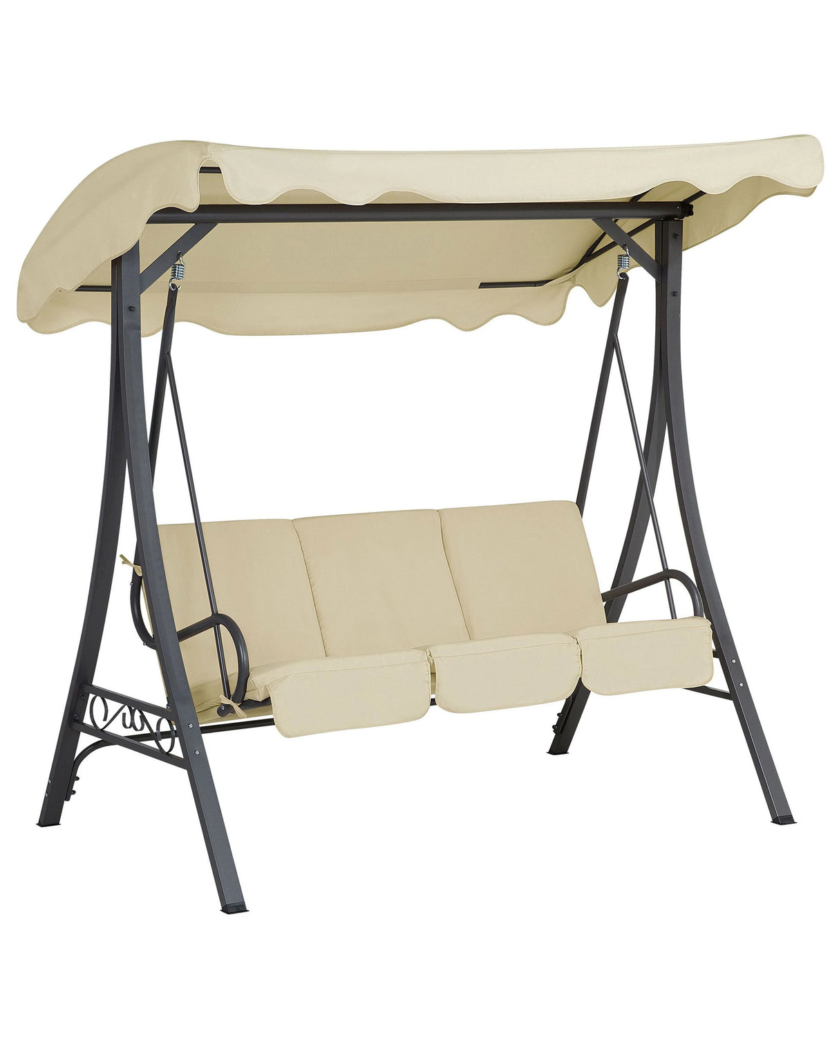 Patio Swing Beige Fabric Steel Frame 3 Seater Beliani