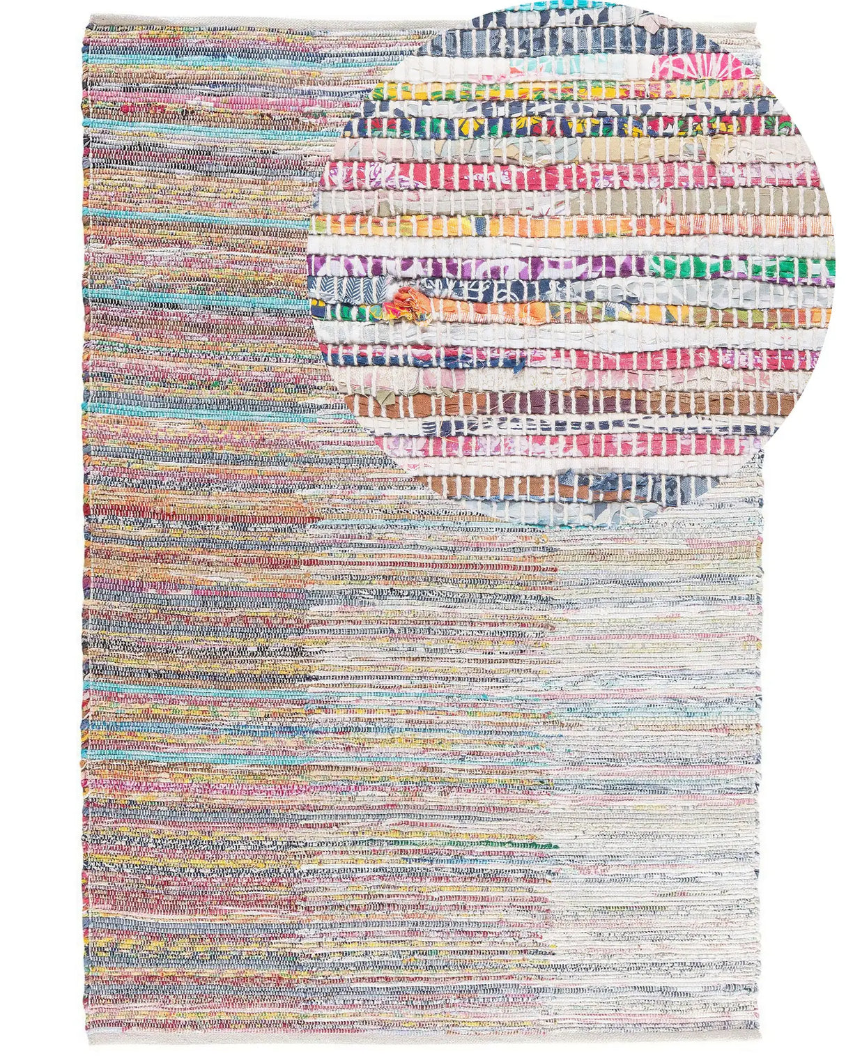 Area Rag Rug Multicolour Stripes Cotton 140 x 200 cm Rectangular Hand Woven Beliani