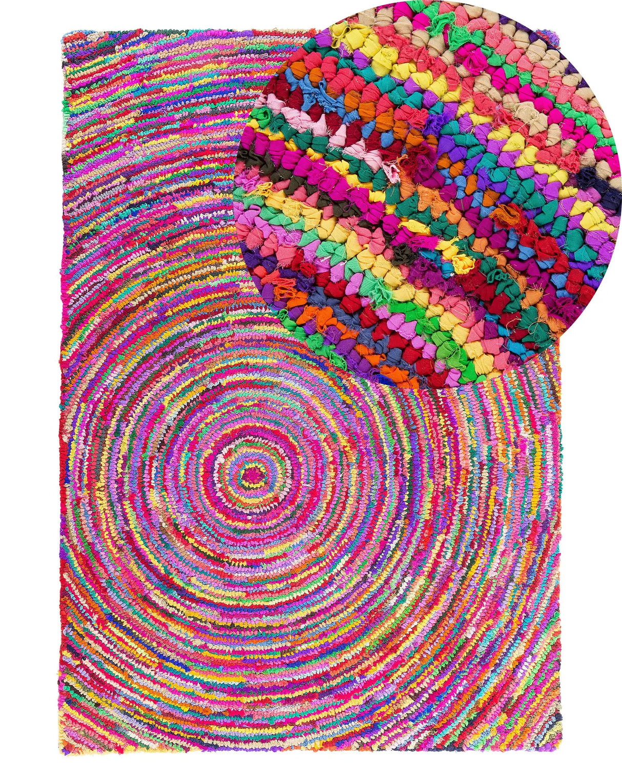 Area Rug Multicolour with Cotton 140 x 200 cm Rectangular Abstract Pattern Hand Woven Boho Beliani