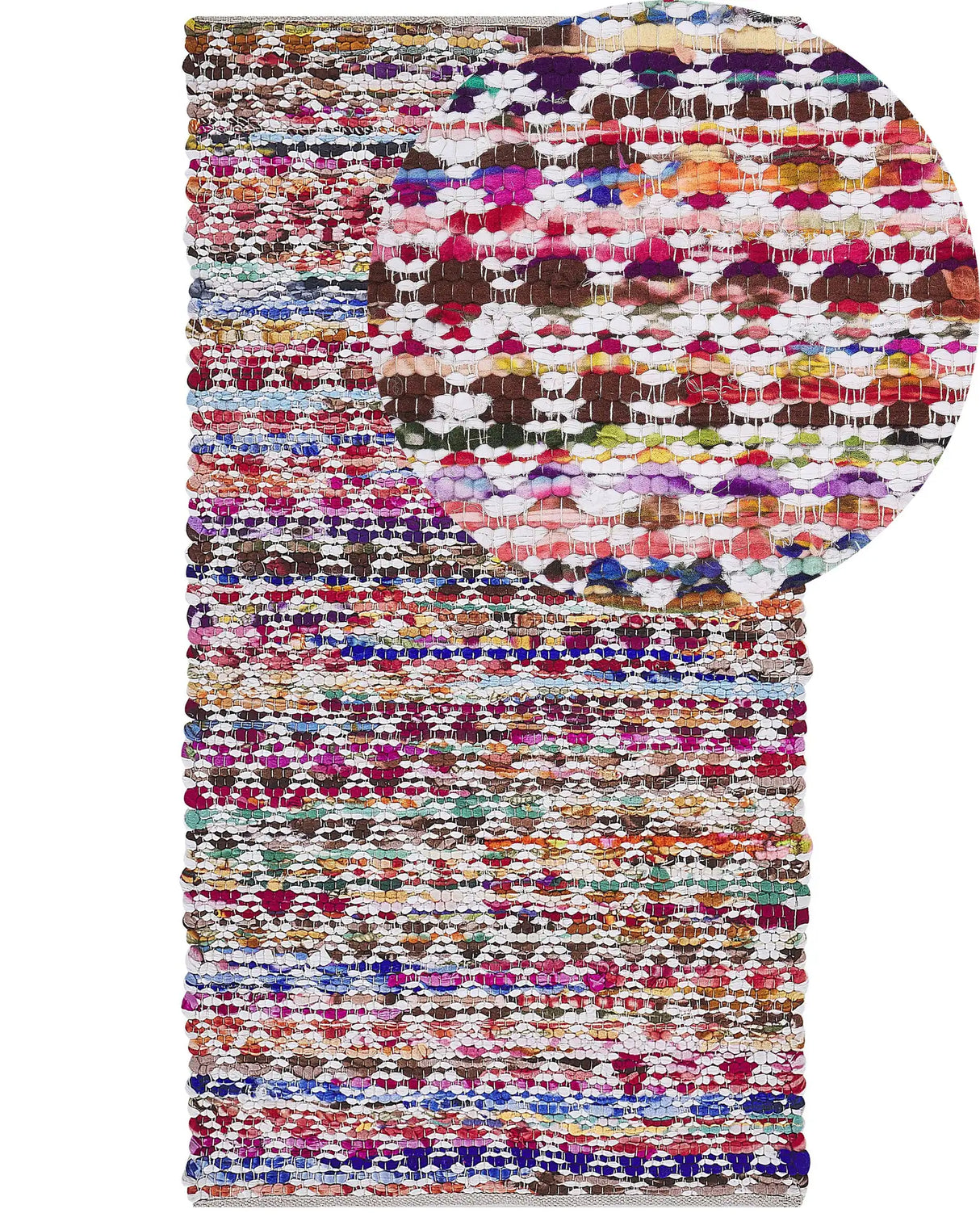 Area Rug Multicolour Polyester Cotton 80 x 150 cm Geometric Pattern Rectangular Hand Woven Boho Beliani