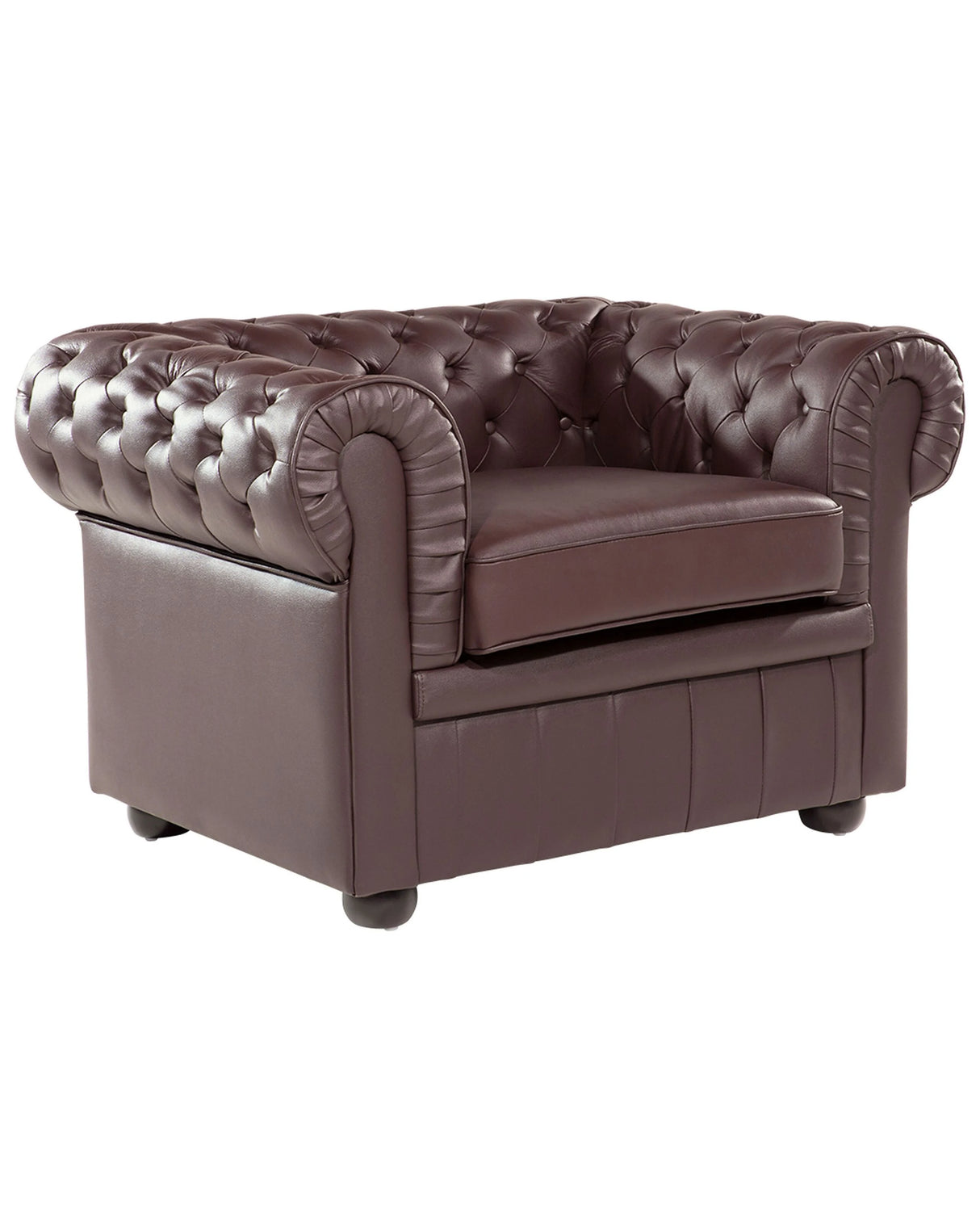 Chesterfield Armchair Brown Genuine Leather Contemporary Beliani