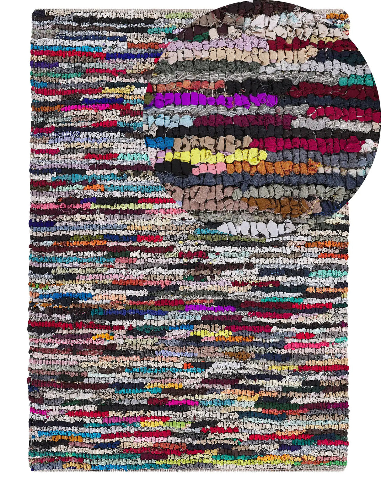 Rag Rug Multicolour with Cotton 160 x 230 cm Rectangular Hand Woven Oriental Boho Beliani