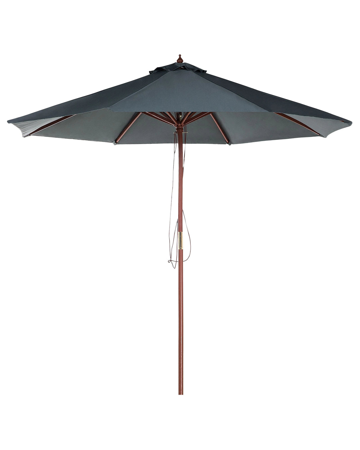 Garden Parasol Grey Fabric 270 x 254H cm Birch Pole Foldable Outdoor Modern Beliani