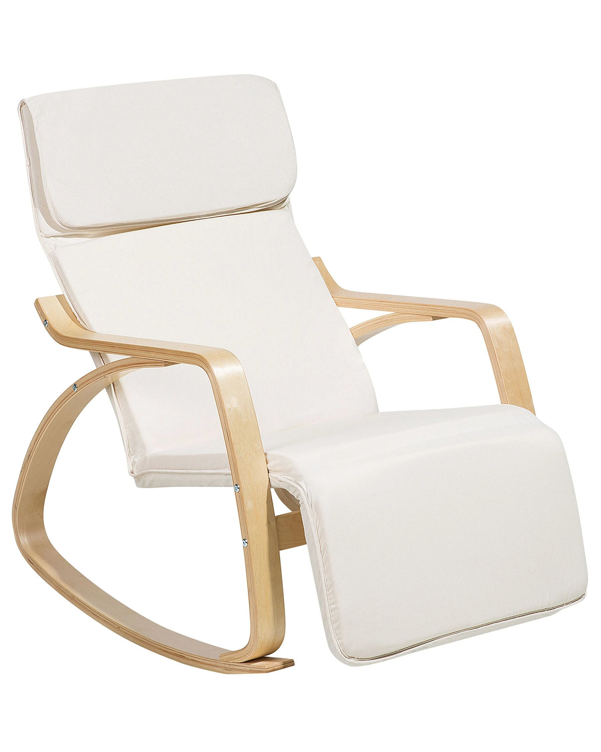 Rocking Chair Light Beige Fabric Birch Wood with Adjustable Footrest Beliani