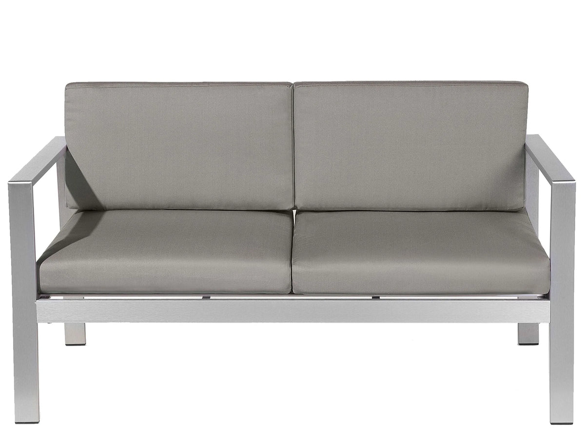 Garden Sofa Dark Grey Aluminium Frame Outdoor 2 Seater with Cushions Beliani