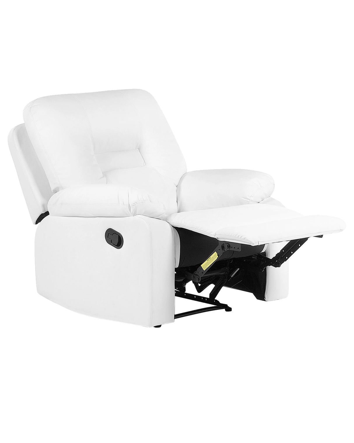 Recliner Chair White Faux Leather Push-Back Manually Adjustable Back and Footrest Beliani