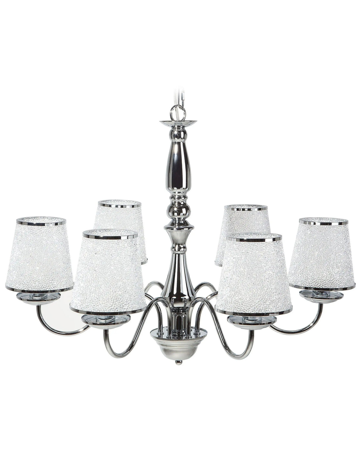 6-Light Pendant Chandelier Silver Emperor Shades Glossy Beliani