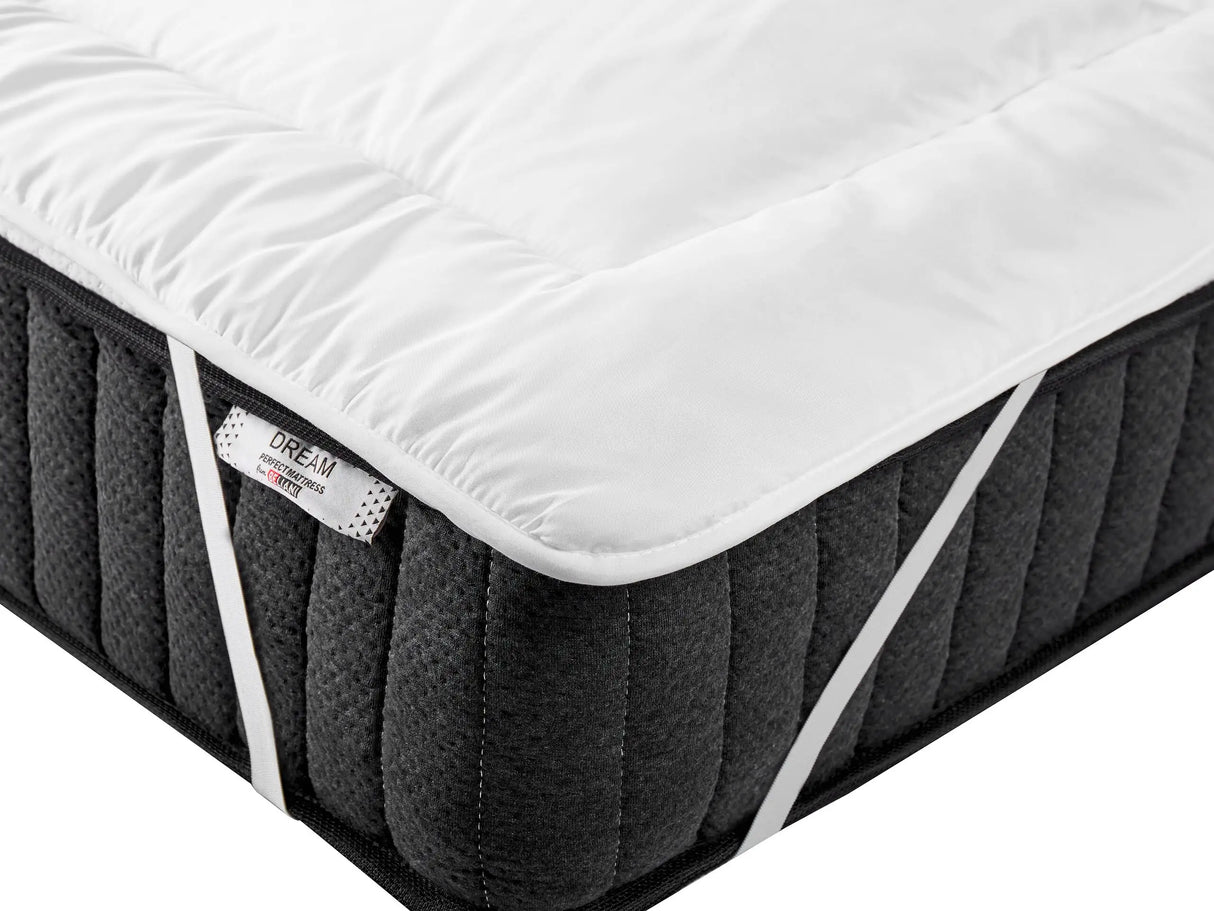 Mattress Topper White Microfibre EU Double Size 140 x 200 cm 2.5 cm Depth Beliani