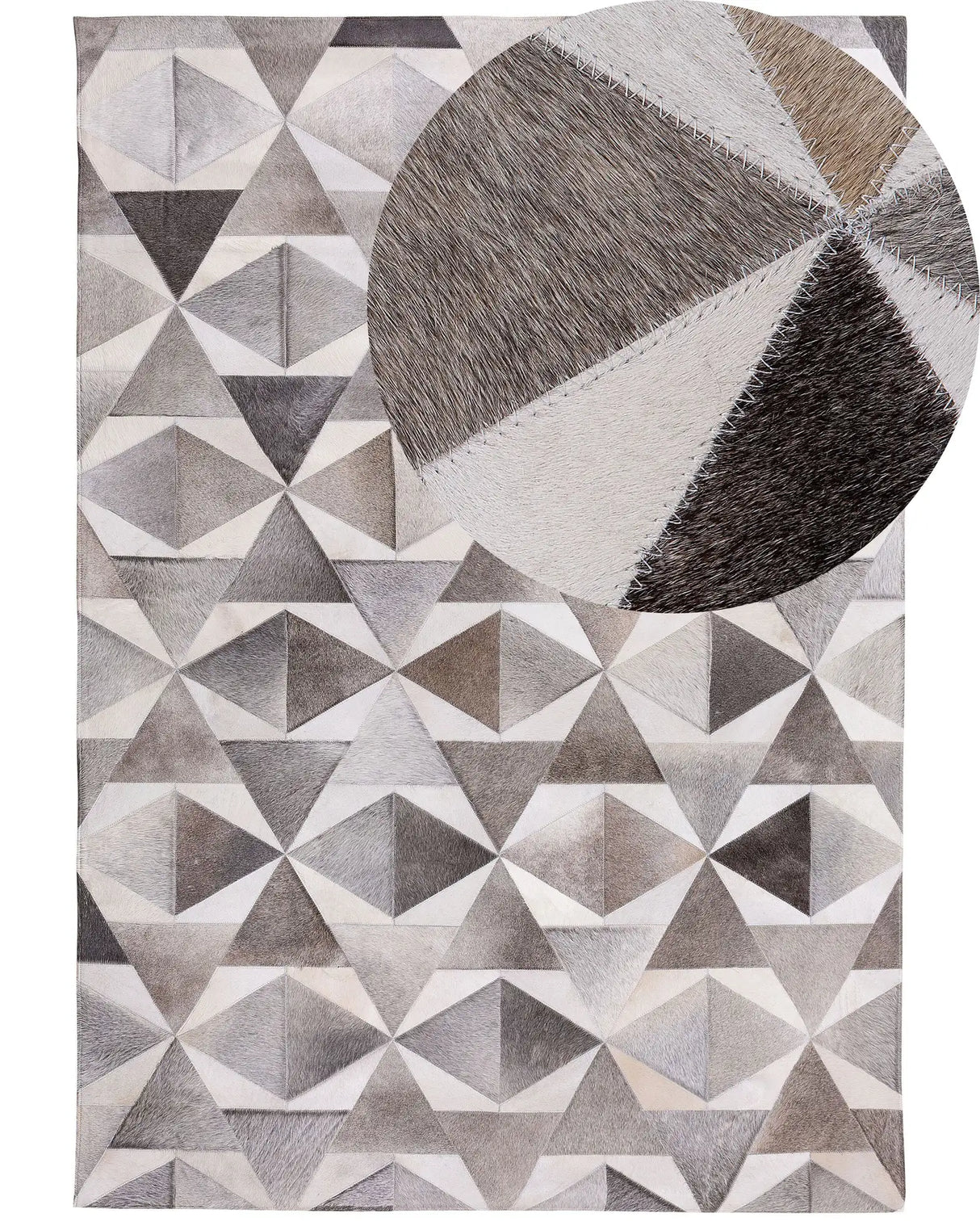 Area Rug Grey Leather 160 x 230 cm Patchwork Cowhide Geometric Rectangular Modern Beliani