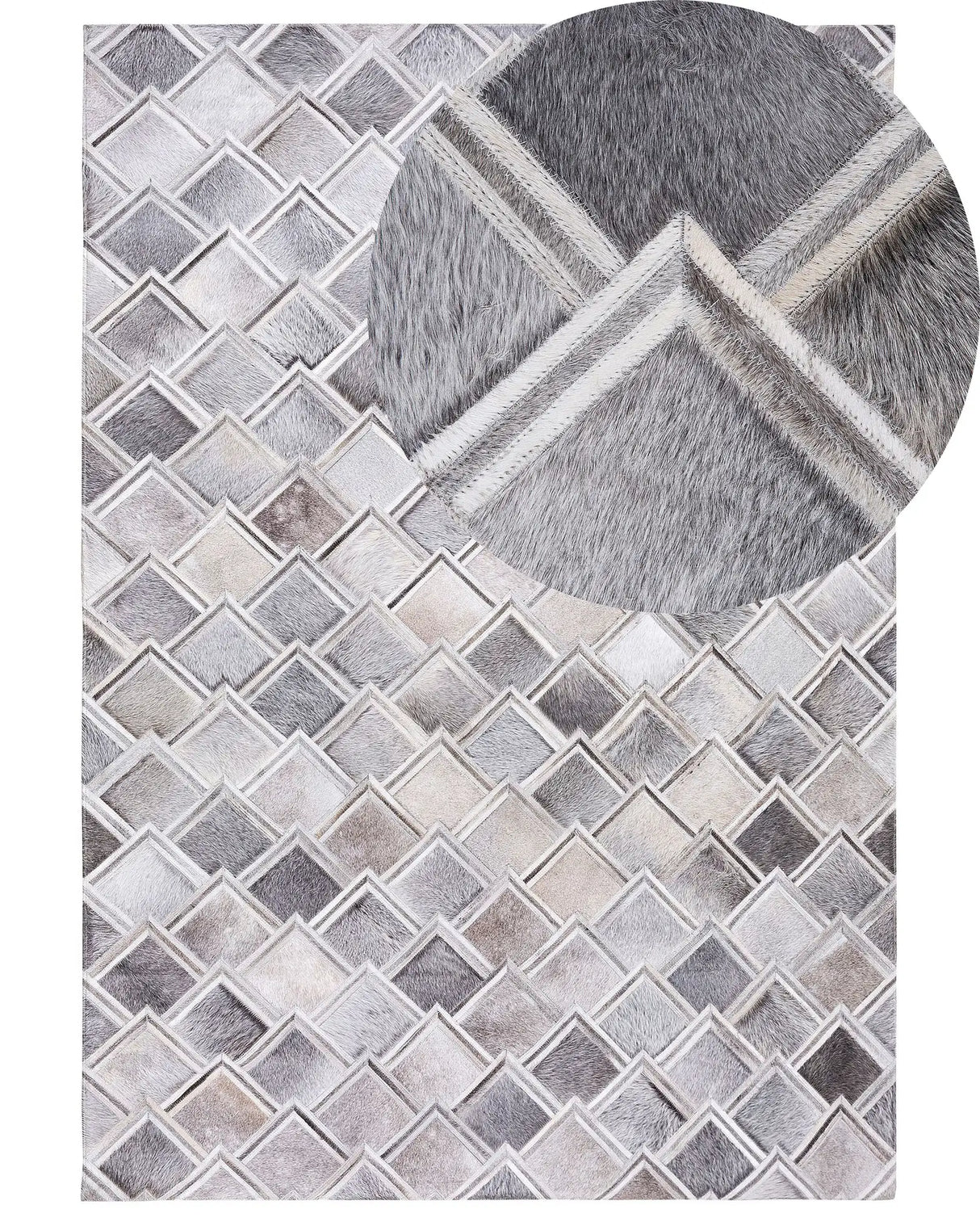 Area Rug Grey Leather 160 x 230 cm Patchwork Cowhide Geometric Rectangular Modern Beliani