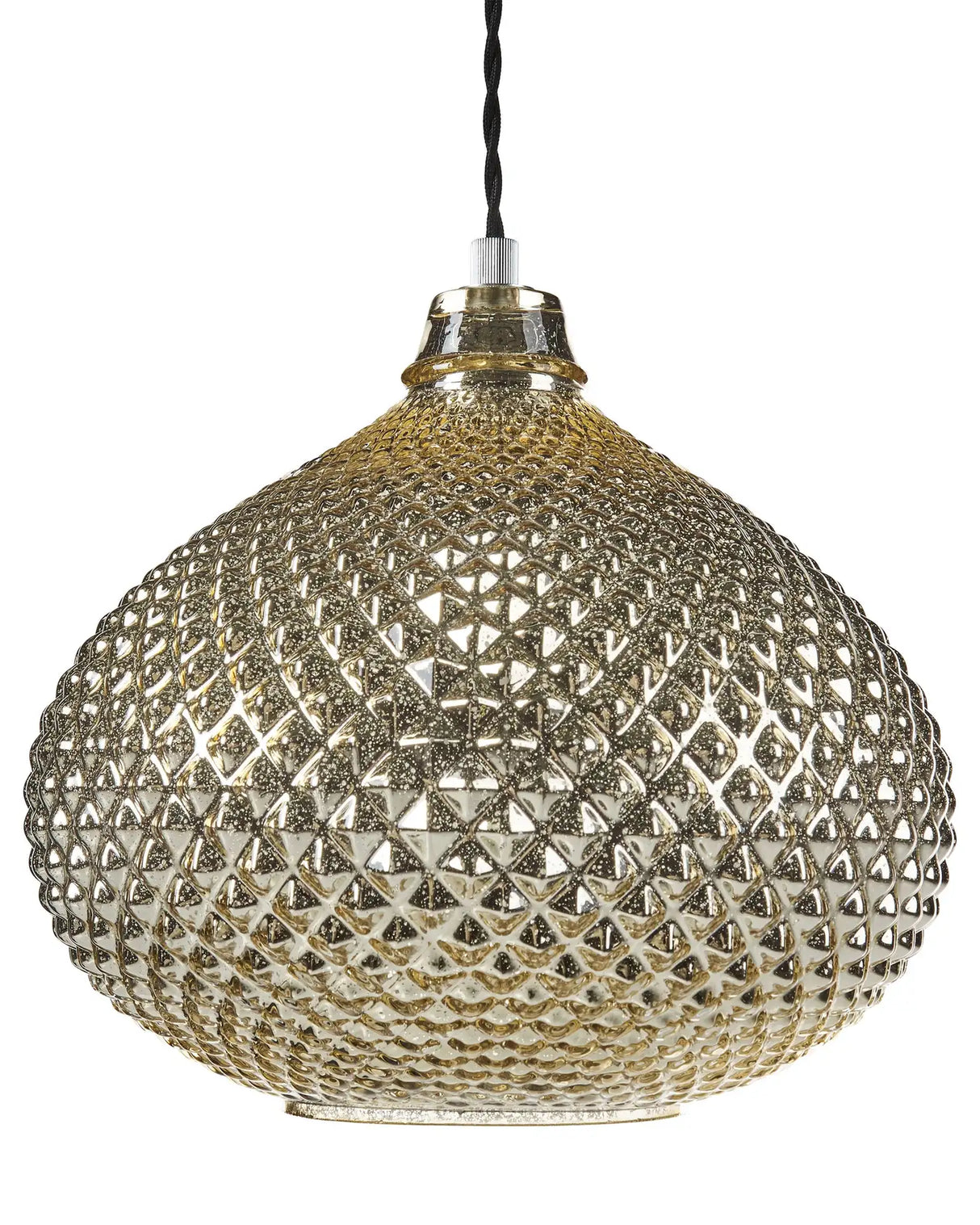 Ceiling Lamp Gold Glass 88 cm Pendant Carved Shade Ambient Glam Beliani