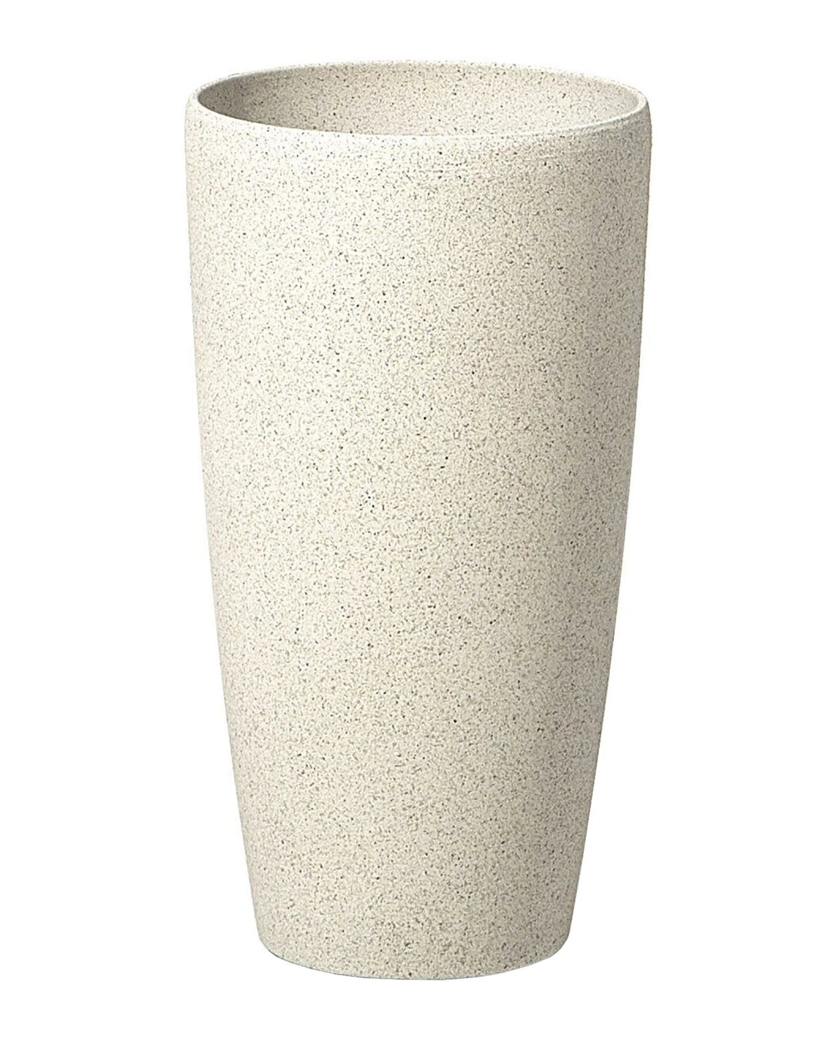 Plant Pot Beige Stone Tall Flower Planter 42 x 23 cm Modern Minimalistic Outdoor Indoor Decor Accessories Beliani