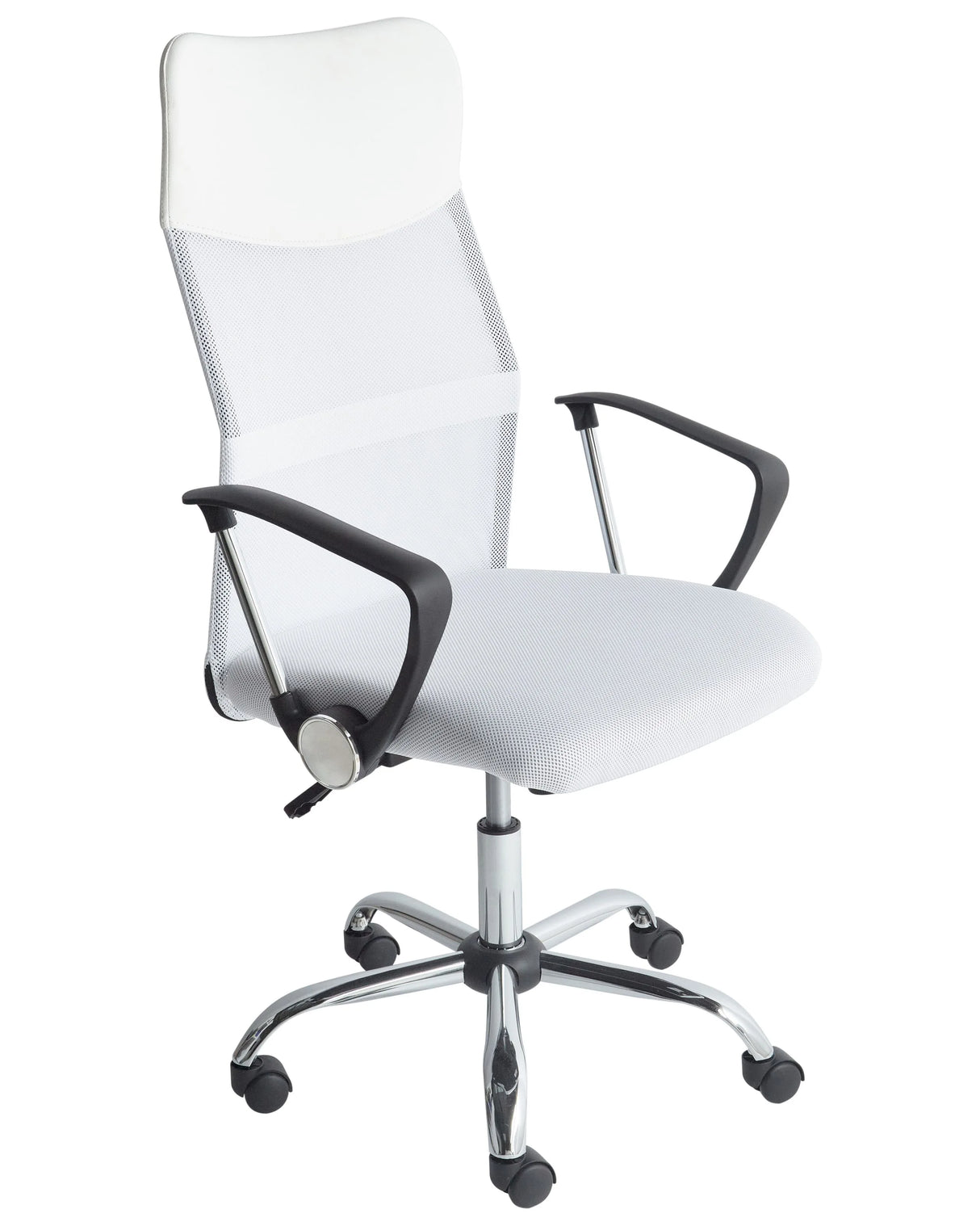 Executive Office Chair White Mesh and Faux Leather Gas Lift Height Adjustable Full Swivel and Tilt Beliani