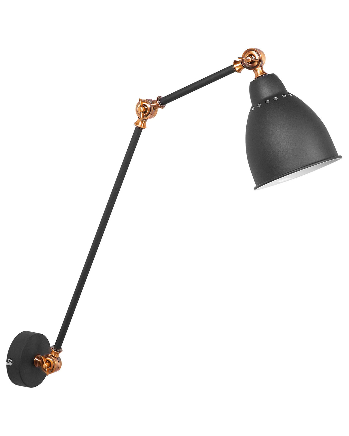 Wall Spot Lamp Black with White Metal Long Swing Arm Reading Light Modern Design Beliani