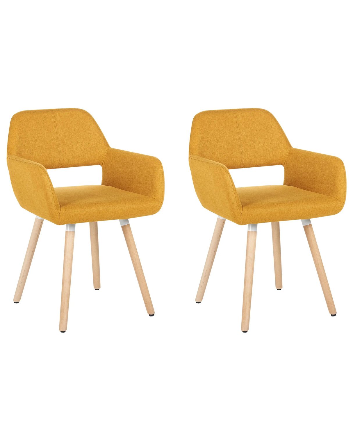 Set of 2 Dining Chairs Yellow Fabric Upholstery Light Wood Legs Modern Eclectic Style Beliani