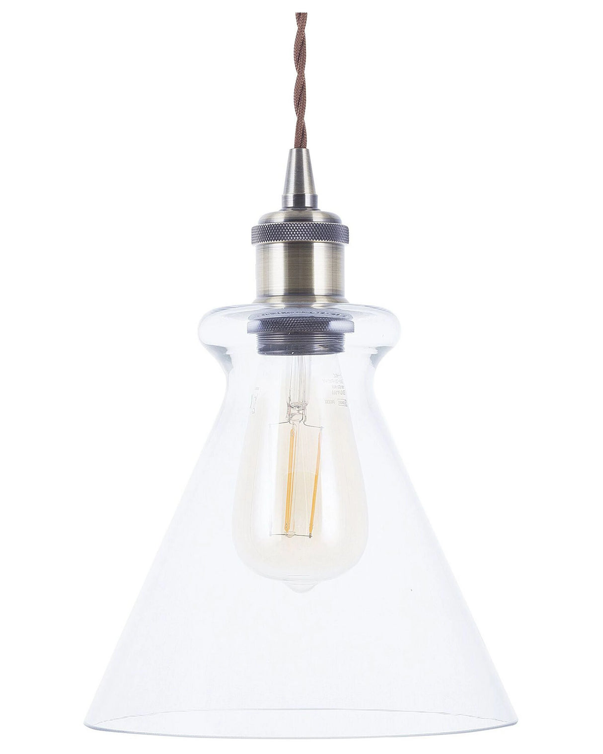 Pendant Lamp Transparent Glass Brass Metal Industrial Ceiling Light Beliani
