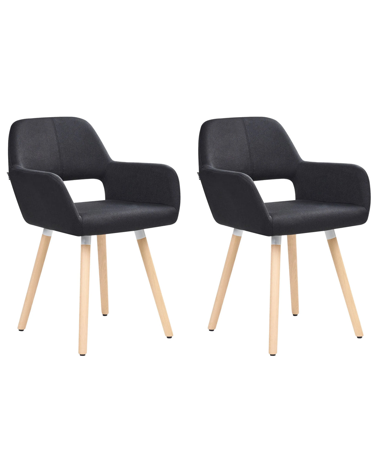 Set of 2 Dining Chairs Black Fabric Upholstery Light Wood Legs Modern Eclectic Style Beliani