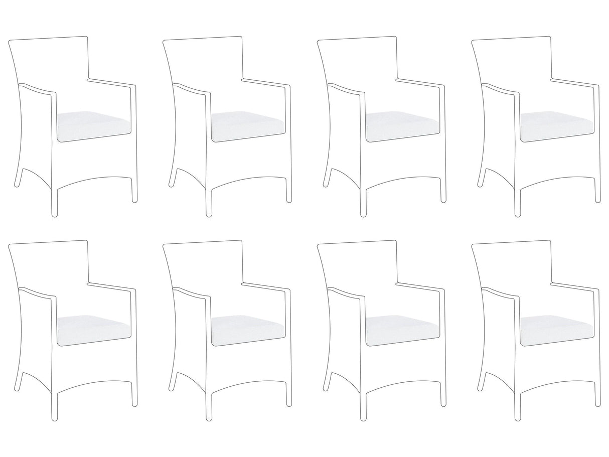 Set of 8 Seat Cushion Covers White Fabric Garden Chair Pillow Case 47 x 47 x 10 cm Beliani