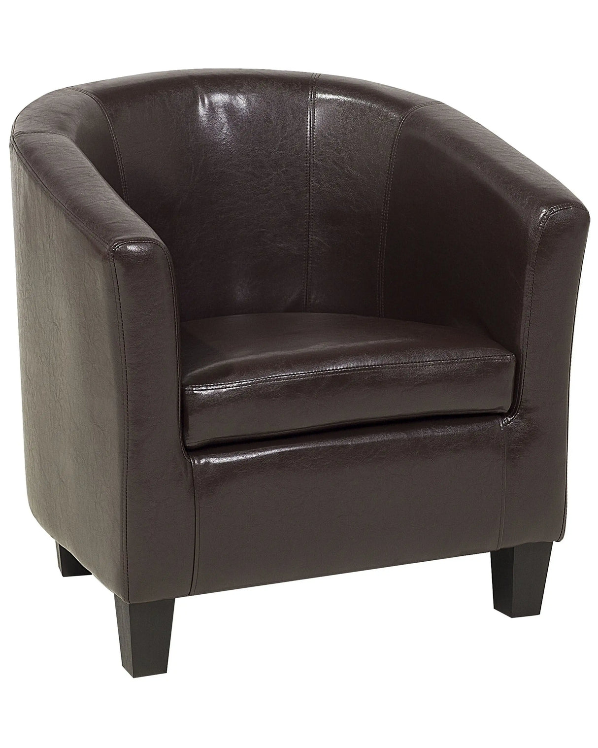 Armchair Club Chair Brown Faux Leather Upholstered Low Back Tub Retro Design Beliani