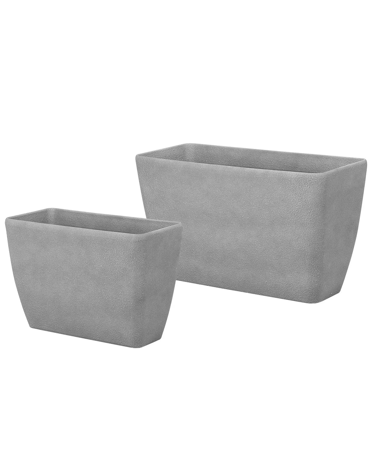Set of 2 Plant Pots Grey Stone Rectangular Various Sizes Weather Resistant Beliani