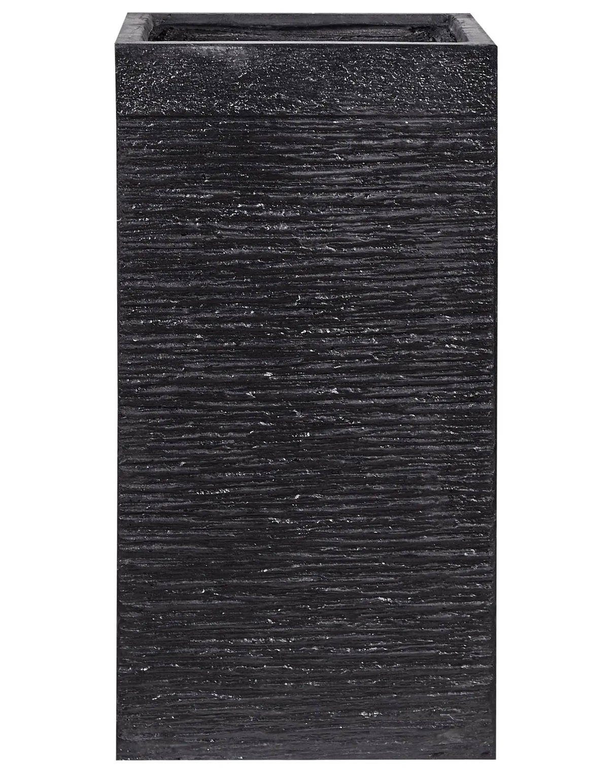 Plant Pot Black Fibre Clay Tall Flower Planter Square 40 x 40 x 77 cm Indoor Outdoor Garden Accessories Beliani