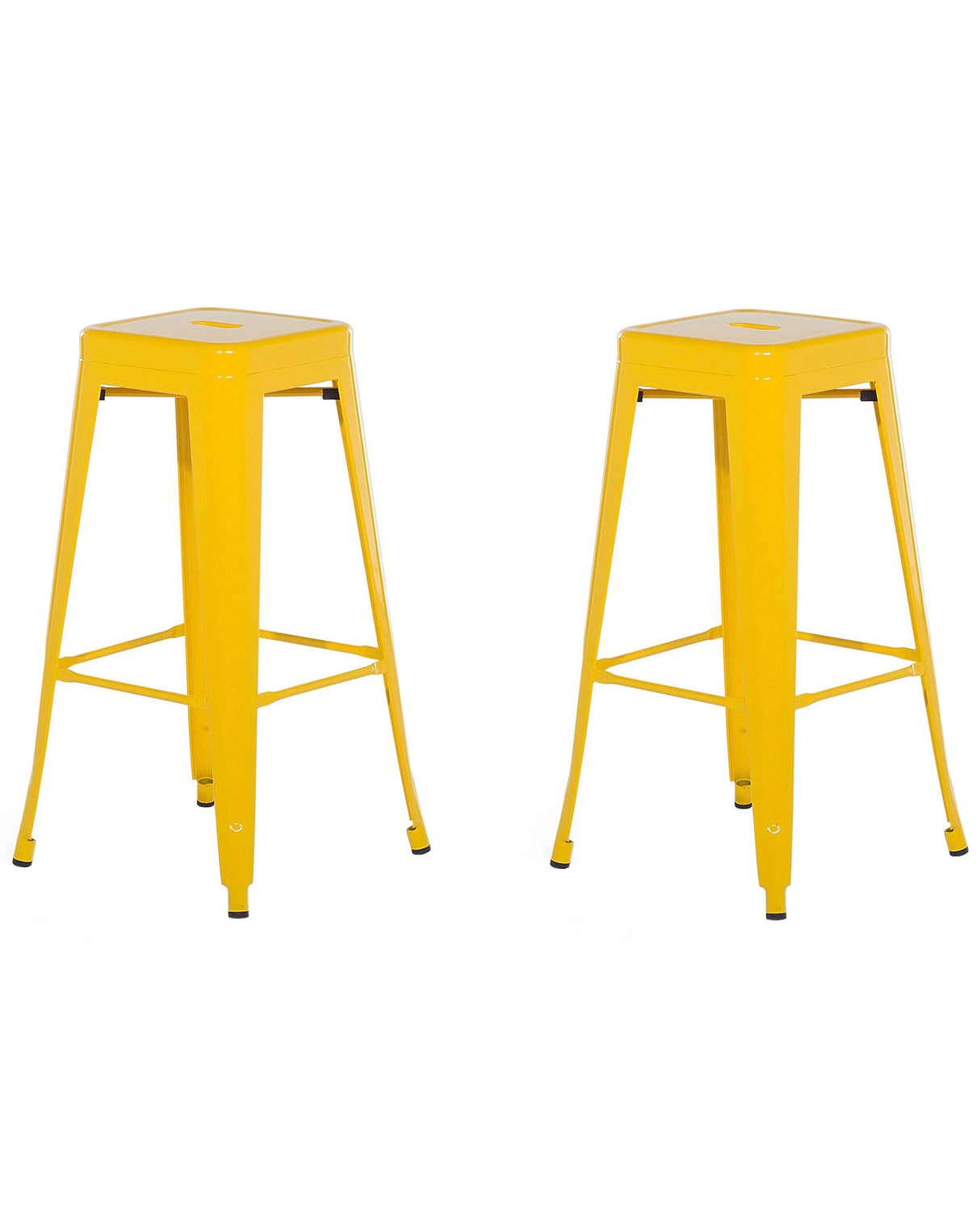 Set of 2 Bar Stools White Steel 76 cm Stackable Counter Height Industrial Beliani