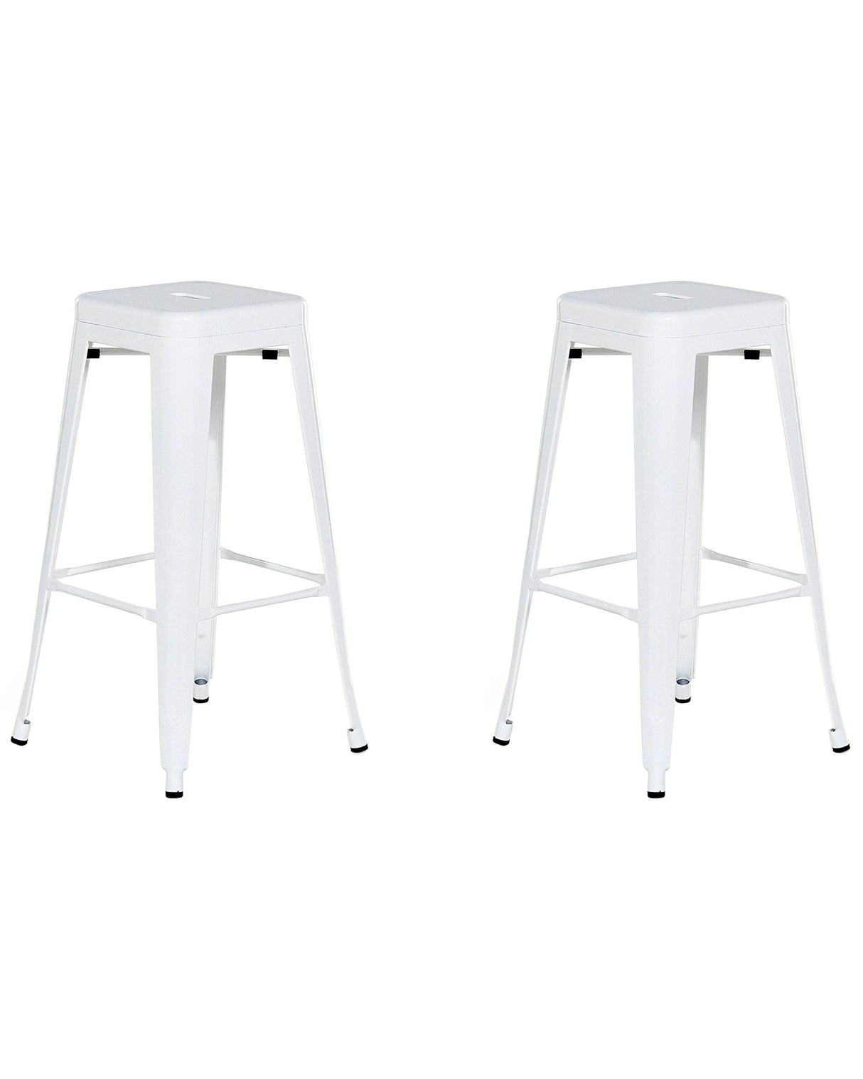Set of 2 Bar Stools White Steel 76 cm Stackable Counter Height Industrial Beliani