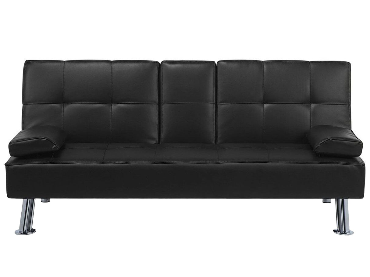 Sofa Bed Black 3 Seater Drop Down Table Click Clack Beliani