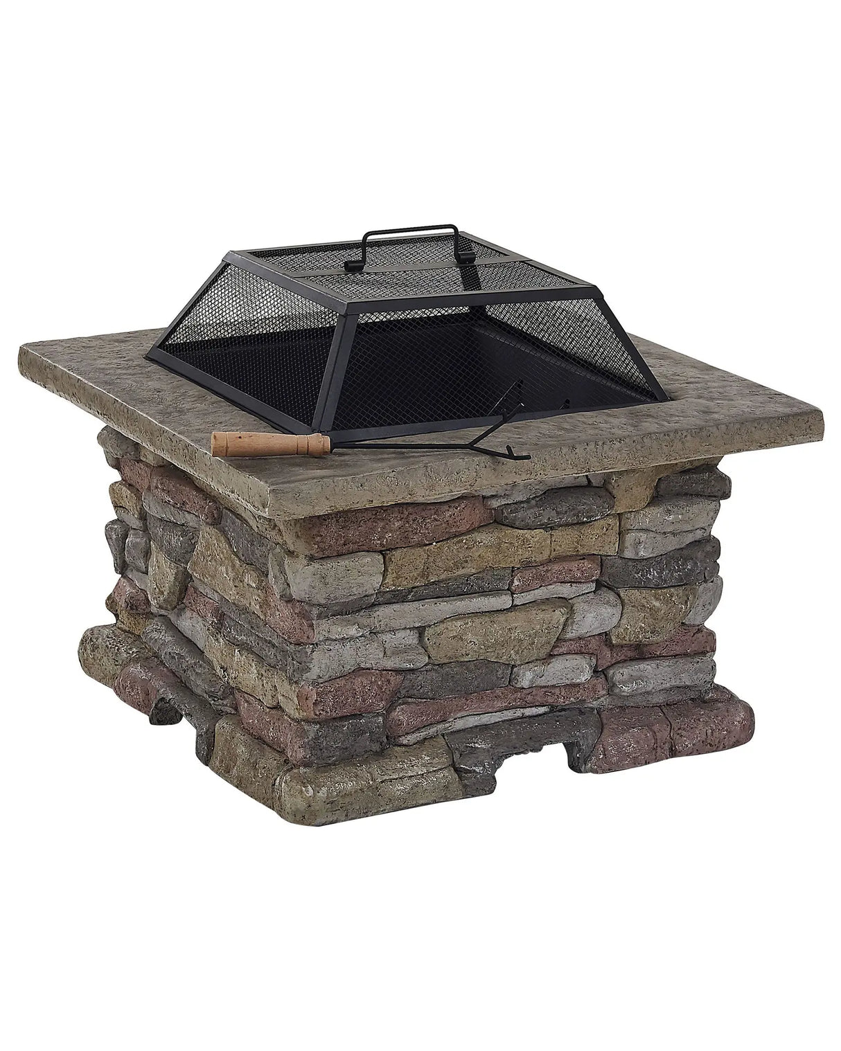 Fire Pit Heater Grey Black Mesh Cover Square Outdoor Beliani