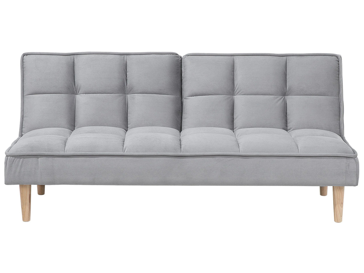 Sofa Bed Light Grey Fabric 3-Seater Reclining Back Quilted Simple Sleeper Couch Click-Clack Beliani