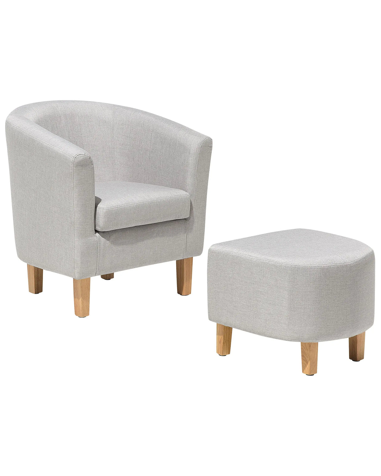 Armchair and Footstool Set Grey Fabric Upholstery Tub Chair Beliani