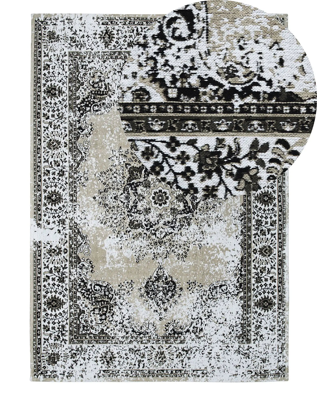Area Rug Grey 140 x 200 cm Oriental Distressed Living Room Bedroom Beliani