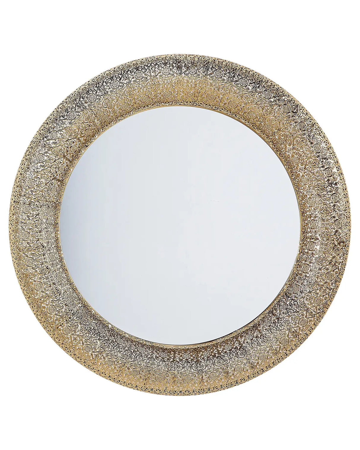 Wall Mounted Hanging Mirror Gold Round 80 cm Decorative Accent Piece Painted Beliani