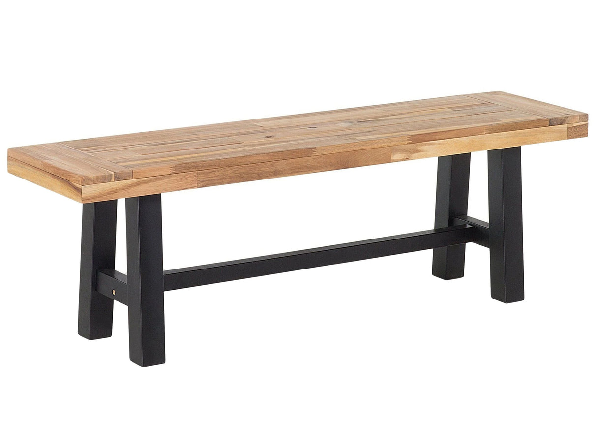 Garden 2-Seater Dining Bench Light Wood Seat Black Legs Rustic Country Garden Outdoor Indoor Beliani
