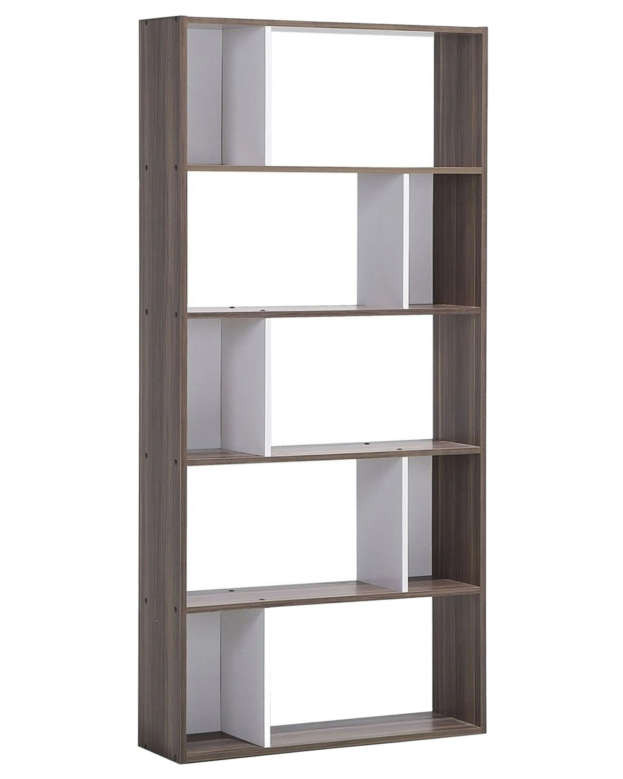 Bookcase Dark Wood and White 174 x 83 cm Large and Small Shelves Scandinavian Beliani