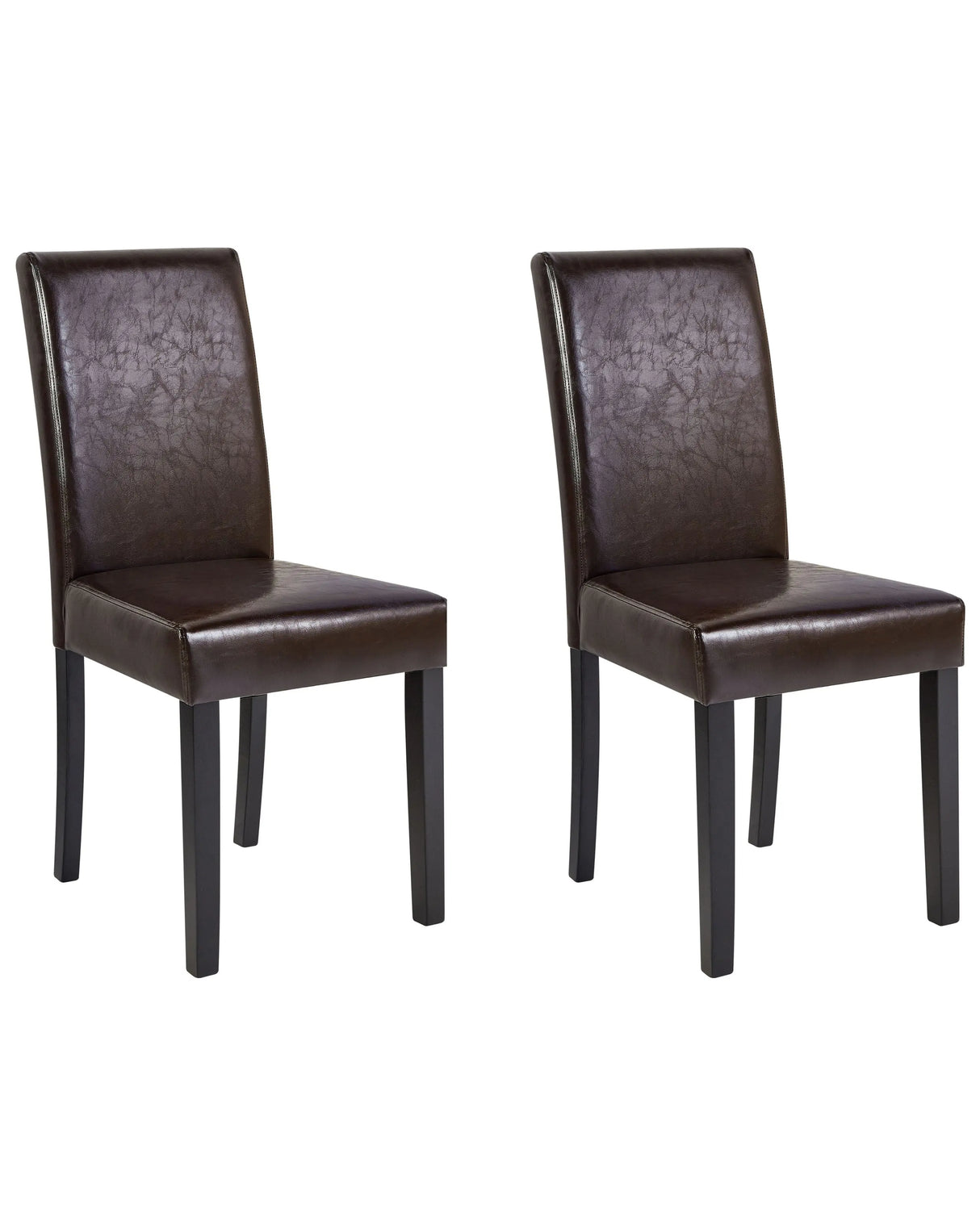 Set of 2 Dining Chairs Brown Faux Leather Wooden Legs Traditional Beliani