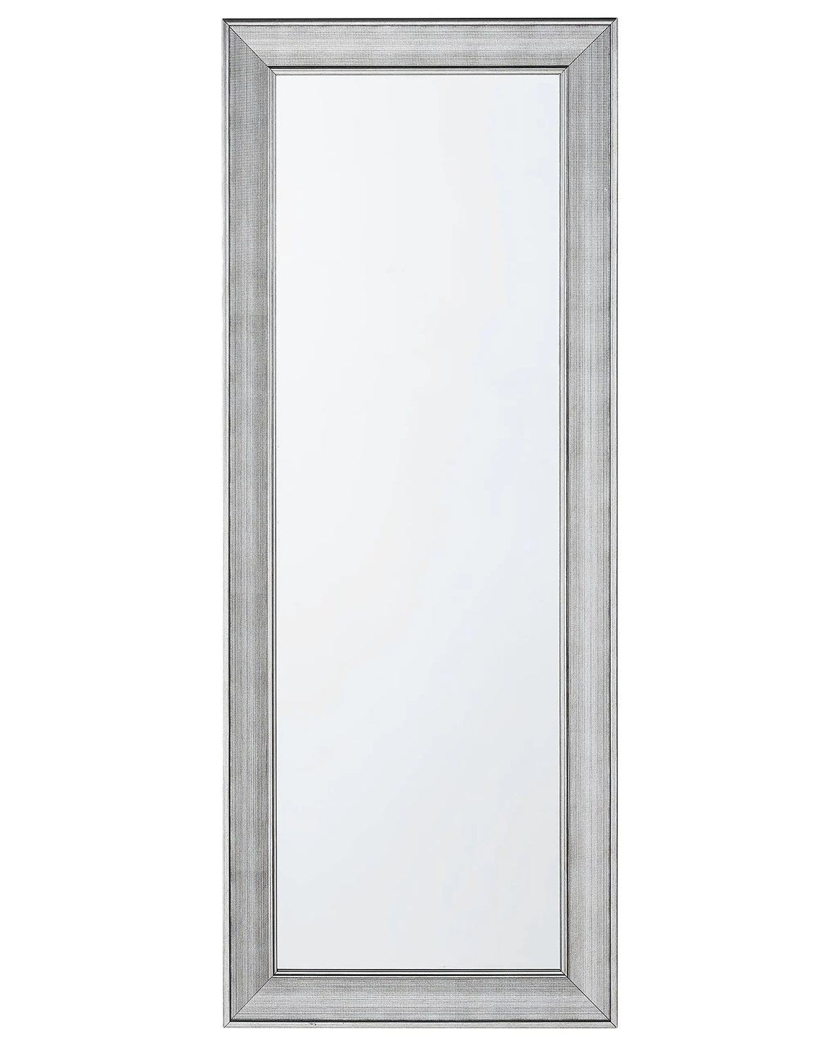 Wall Hanging Mirror Silver 50 x 130 cm Vertical Living Room Bedroom Dresser Gesso Finish Beliani