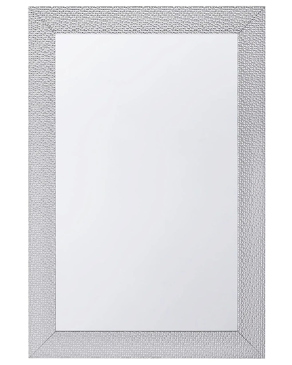Wall-Mounted Hanging Mirror Silver 61 x 91 cm Vertical Living Room Bedroom Dresser Gesso Finish Beliani