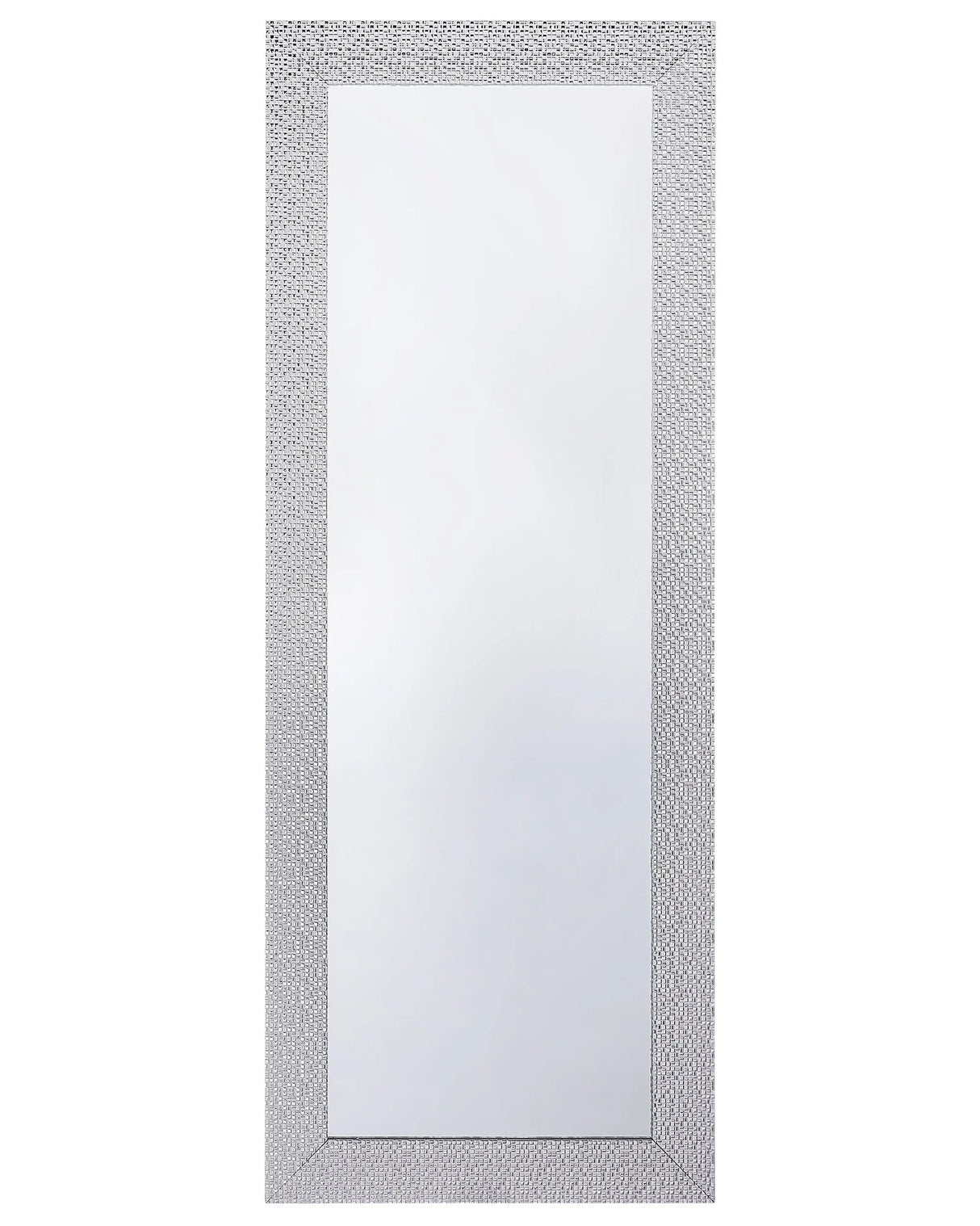 Wall-Mounted Hanging Mirror Silver 50 x 130 cm Vertical Living Room Bedroom Dresser Gesso Finish Beliani