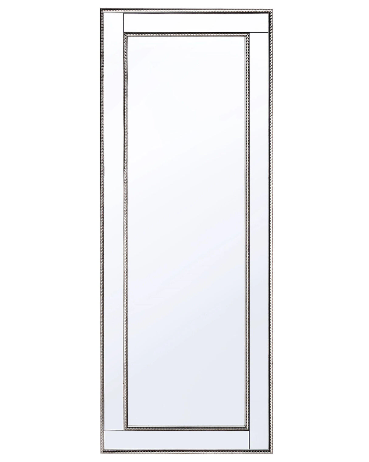 Wall Hanging Mirror Silver with Gold 50 x 130 cm Vertical Minimalistic Art Deco Bedroom Living Room Dresser Beliani