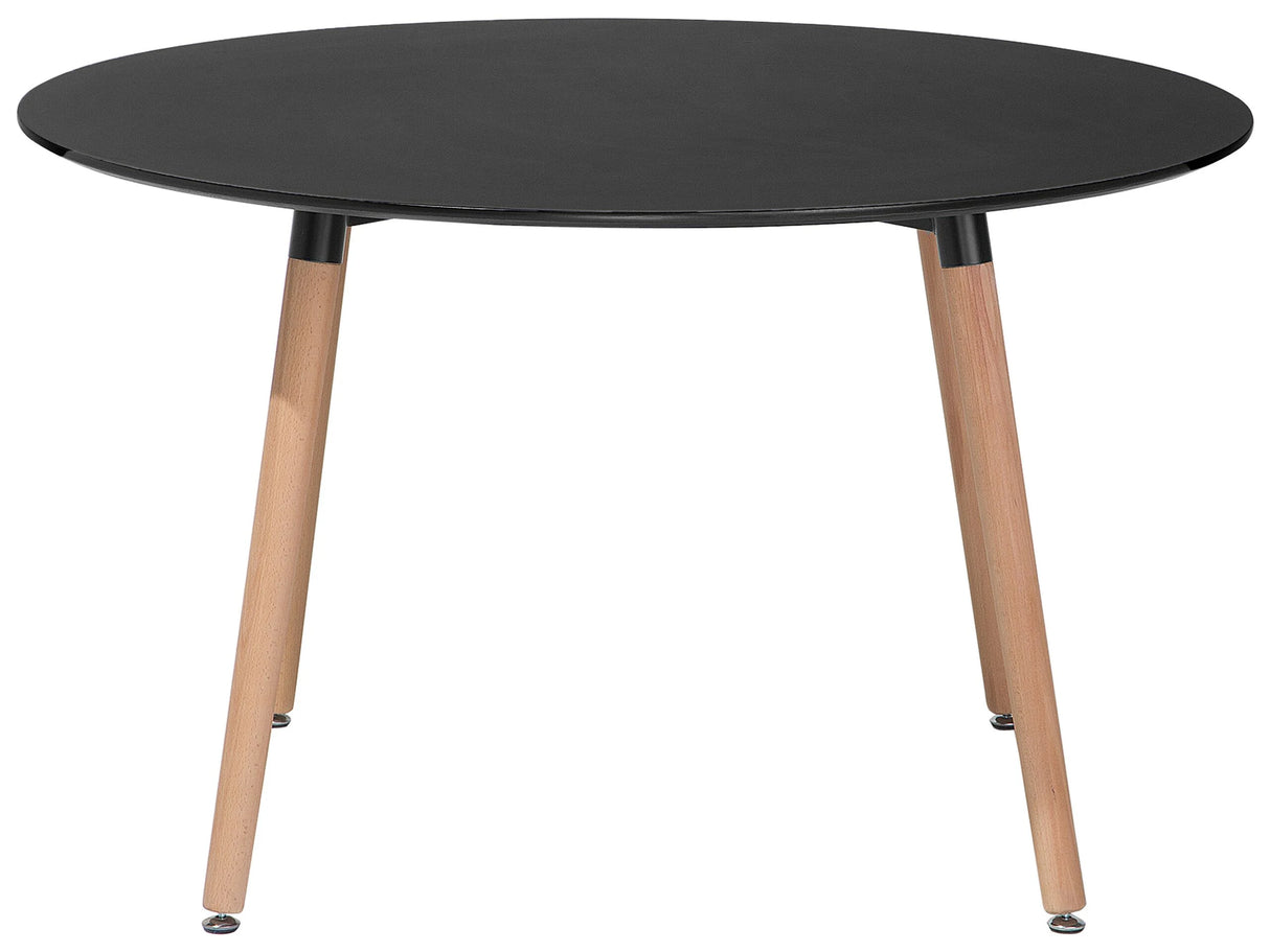 Dining Table Black Beechwood 120 cm Round Kitchen Living Room Minimalistic Beliani