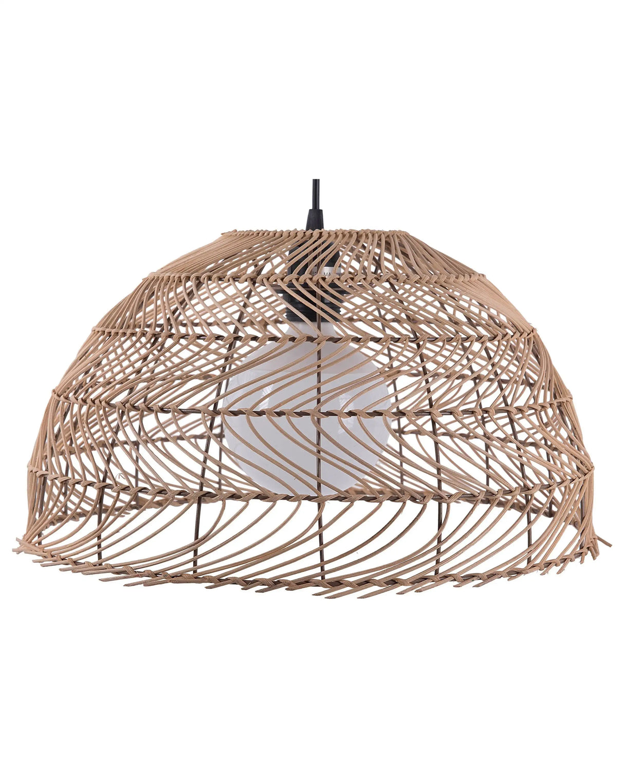 Pendant Lamp Wicker Rattan Bell Shape Hanging Light Boho Style Beliani