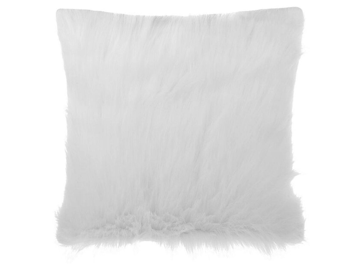 Decorative Cushion White Faux Fur Shaggy 45 x 45 cm One Sided Decor Accessories Beliani